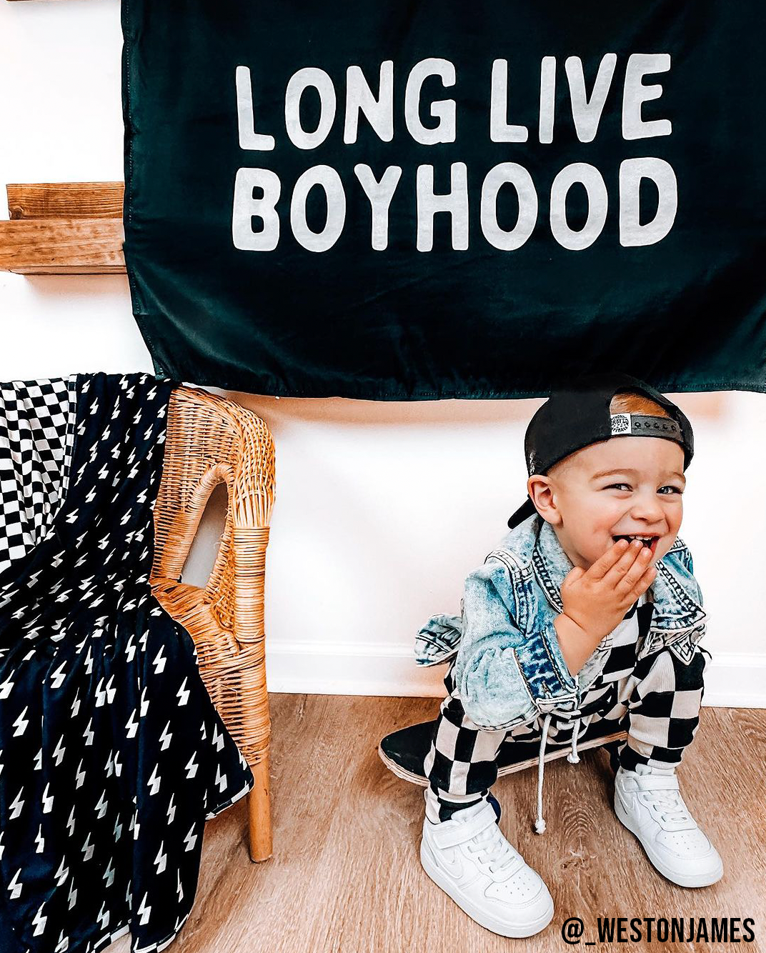 Long Live Boyhood Banner | Boys Room Fabric Wall Sign: Original 36x26"