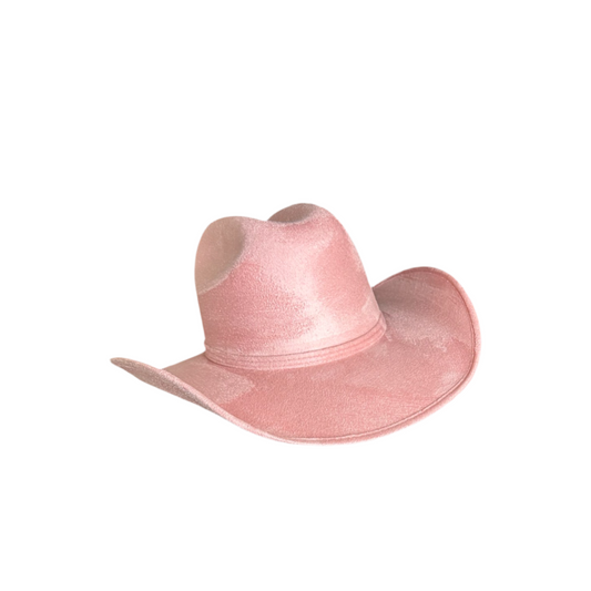 Cowboy Vegan Suede Hat -Pink / Medium