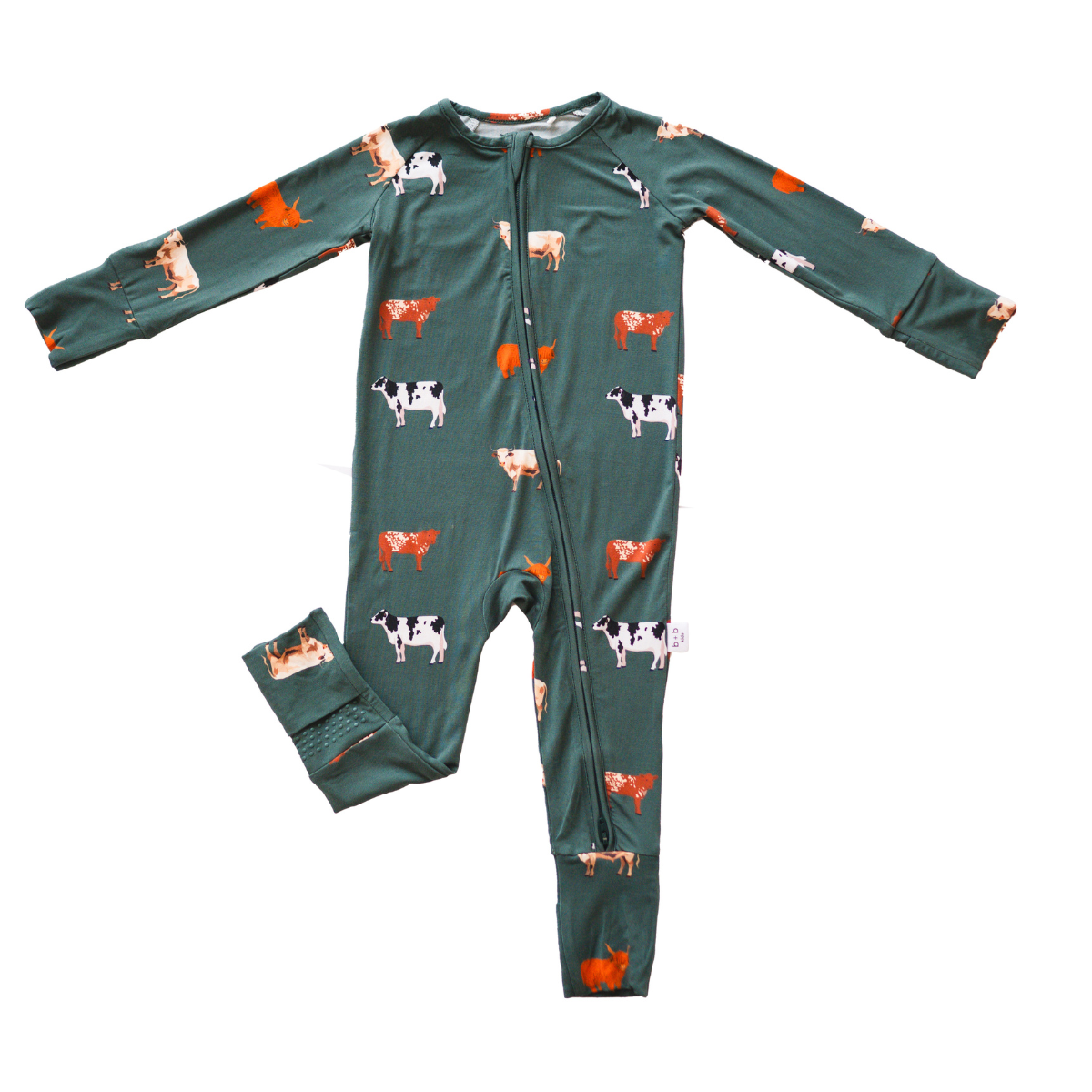 Bamboo 2-Way Convertible Zip Romper - Green Cow