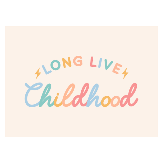 Long Live Childhood Banner (Pastel) | Kids Fabric Wall Sign: Original 36x26"