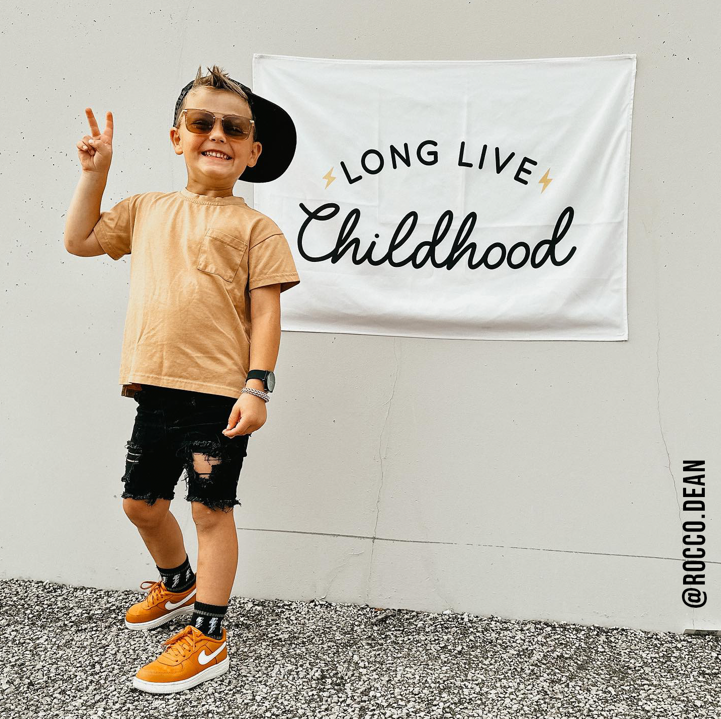 Long Live Childhood Banner (Neutral) | Kids Fabric Wall Sign: Small 17x13"