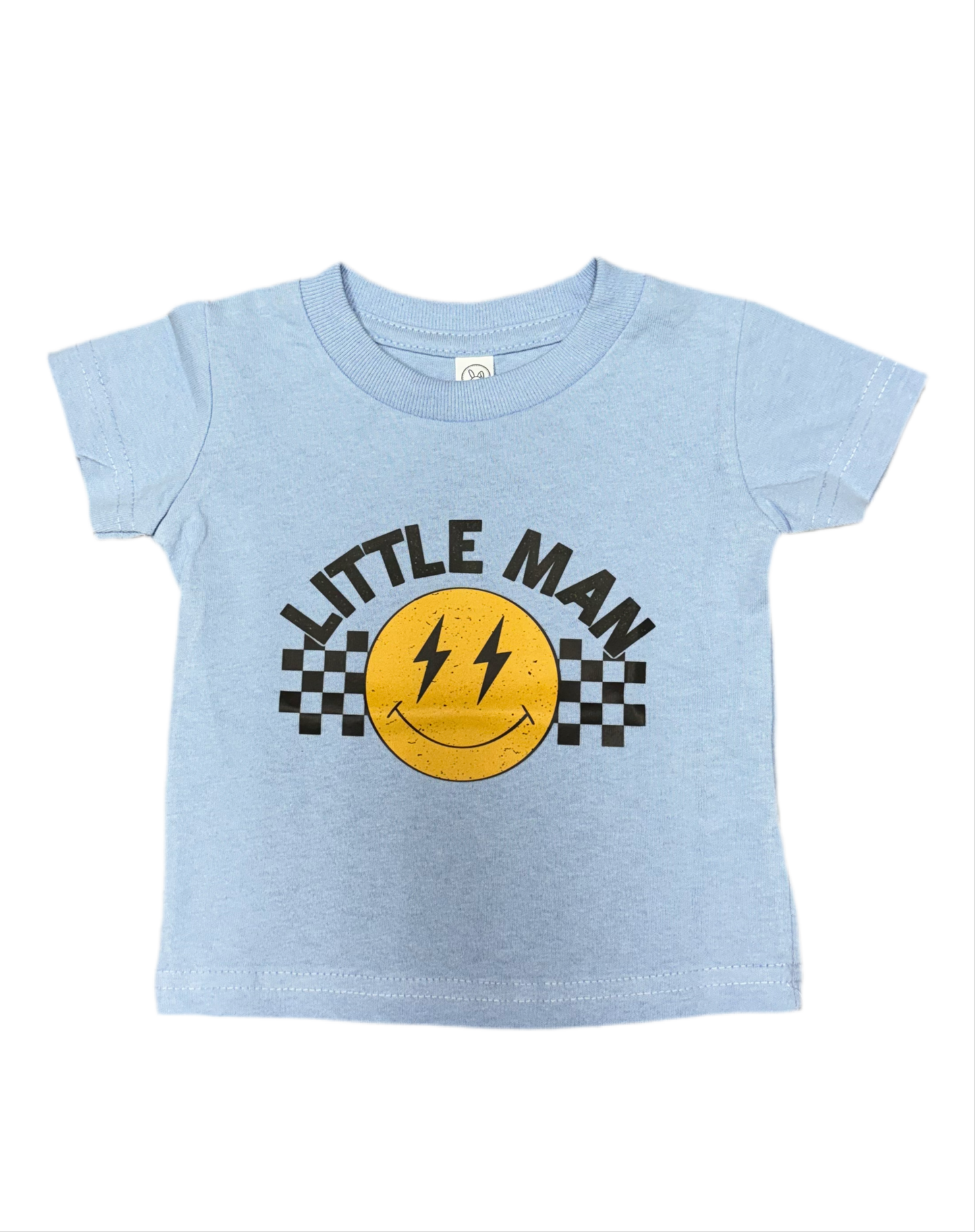 Little Man Smiley Cotton T-Shirt|Blue