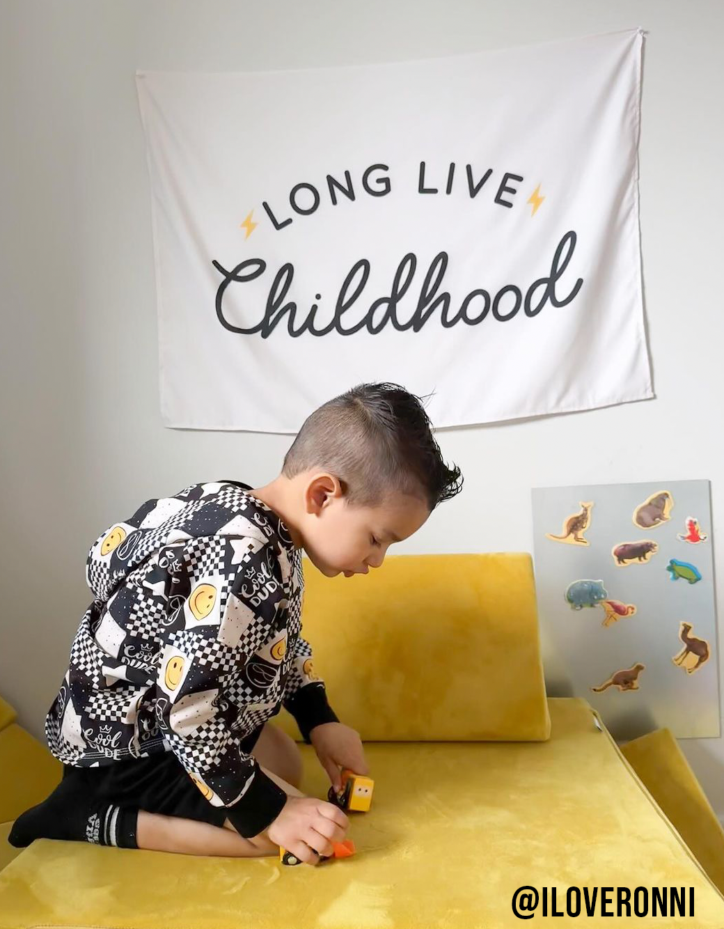 Long Live Childhood Banner (Neutral) | Kids Fabric Wall Sign: Small 17x13"