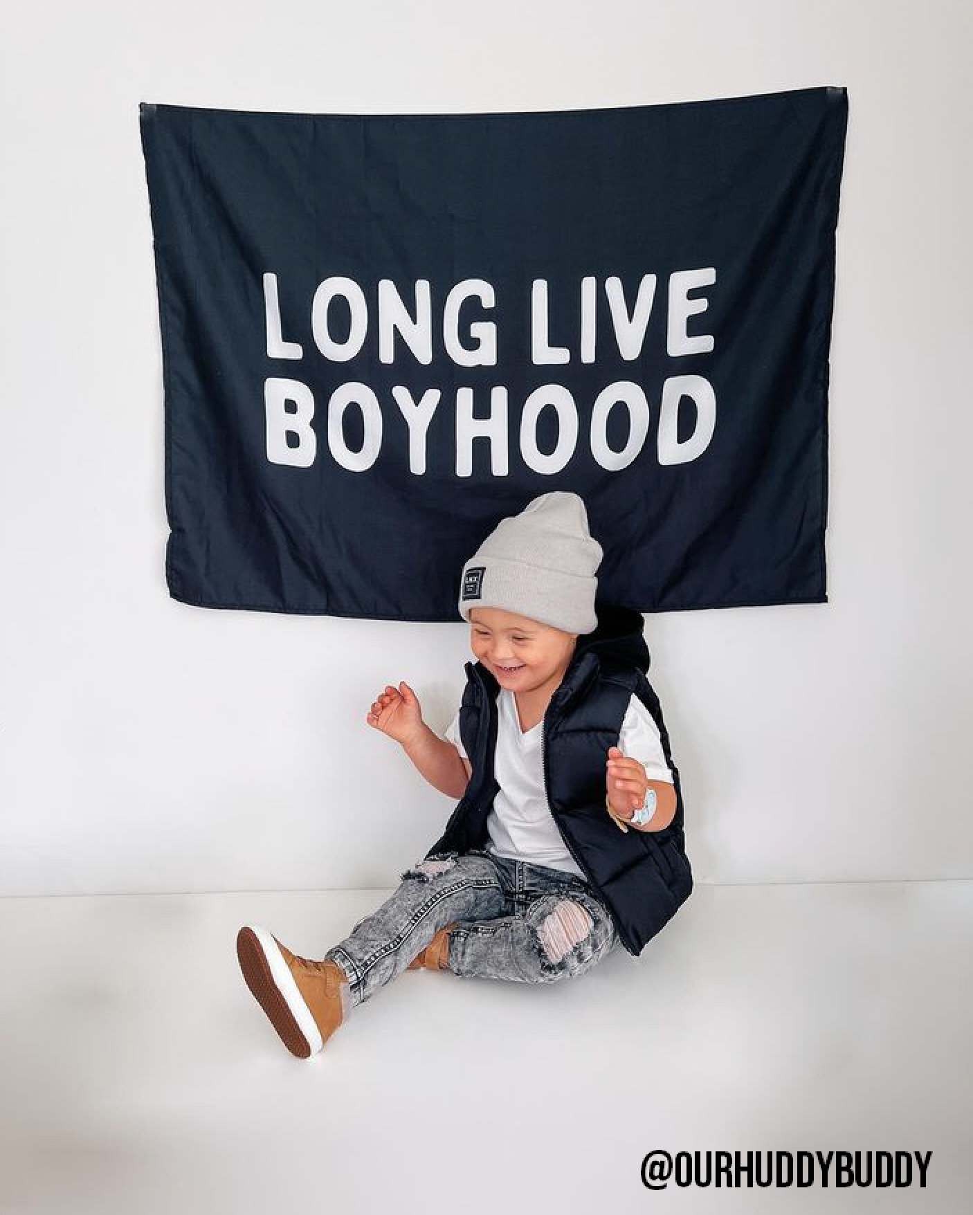 Long Live Boyhood Banner | Boys Room Fabric Wall Sign: Original 36x26"