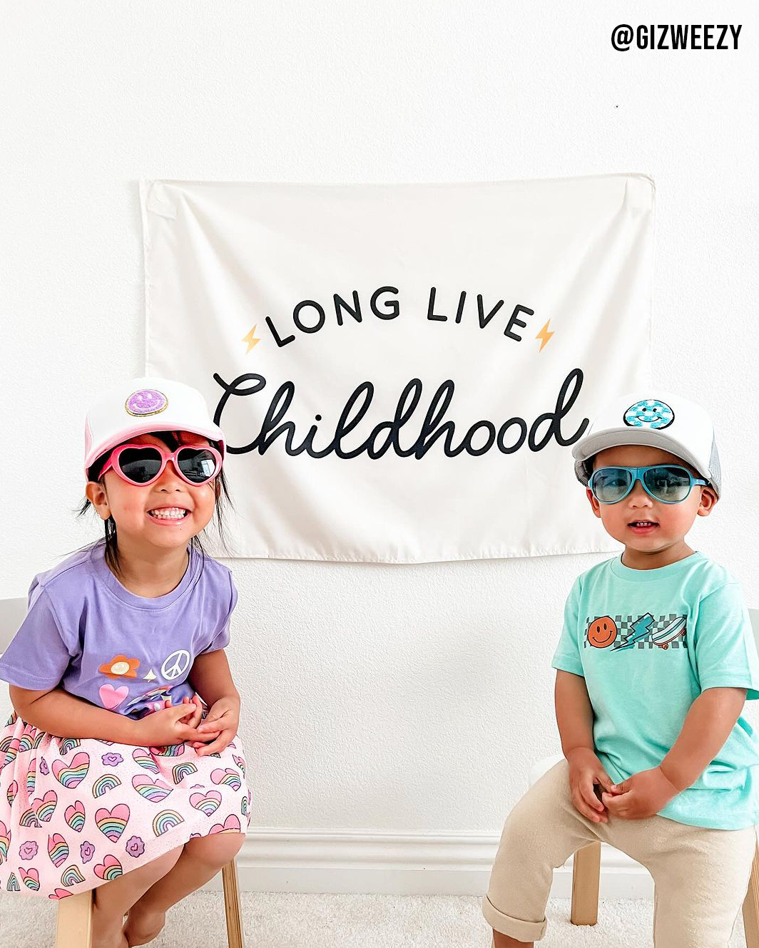 Long Live Childhood Banner (Neutral) | Kids Fabric Wall Sign: Small 17x13"