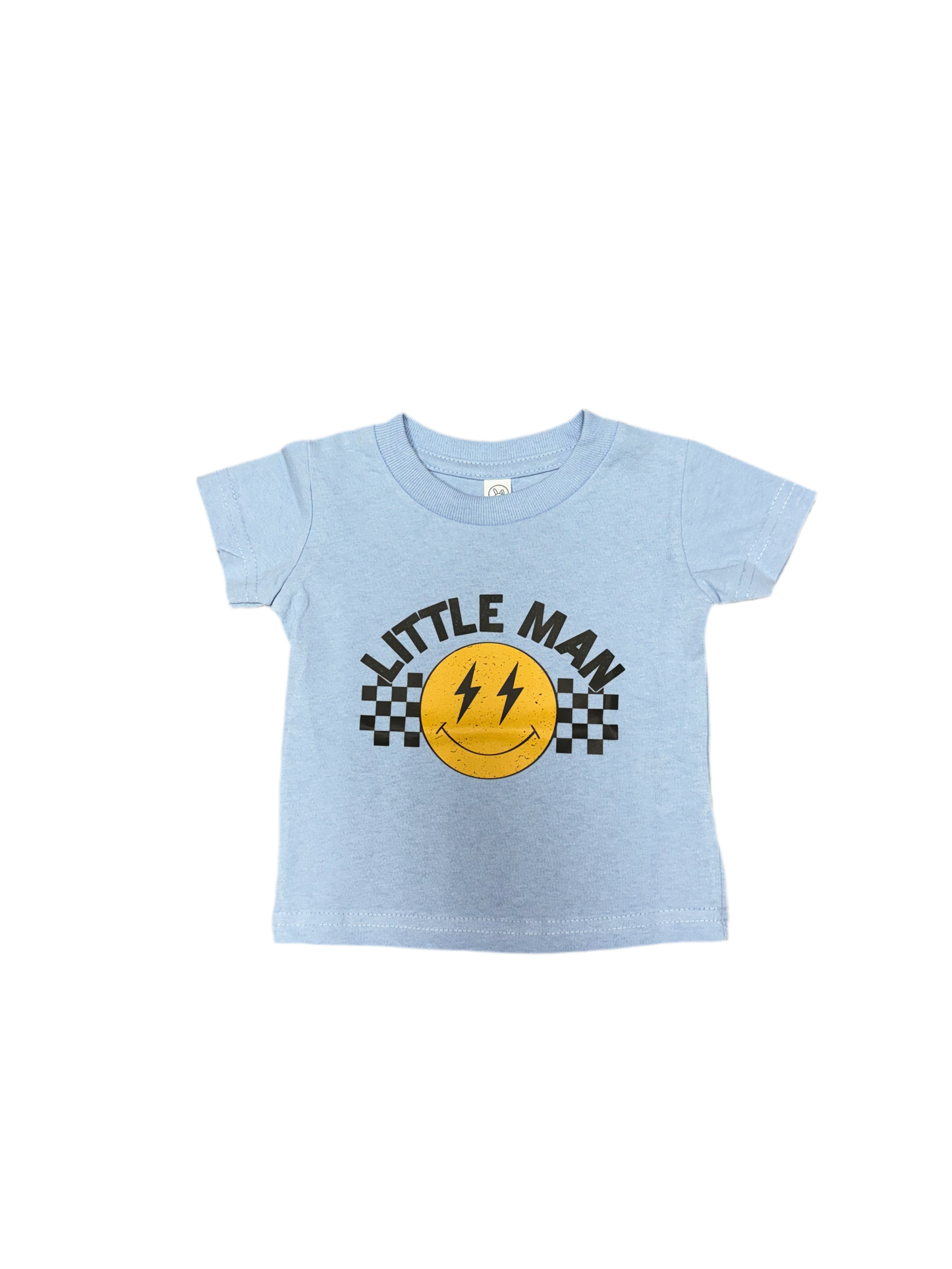 Little Man Smiley Cotton T-Shirt|Blue