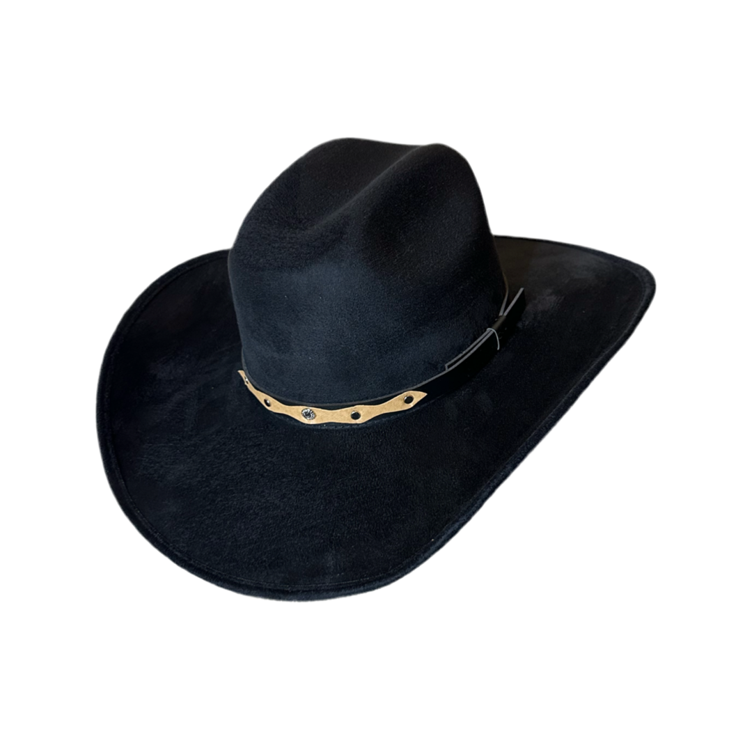 Cowboy Vegan Suede Hat -Black/ Medium