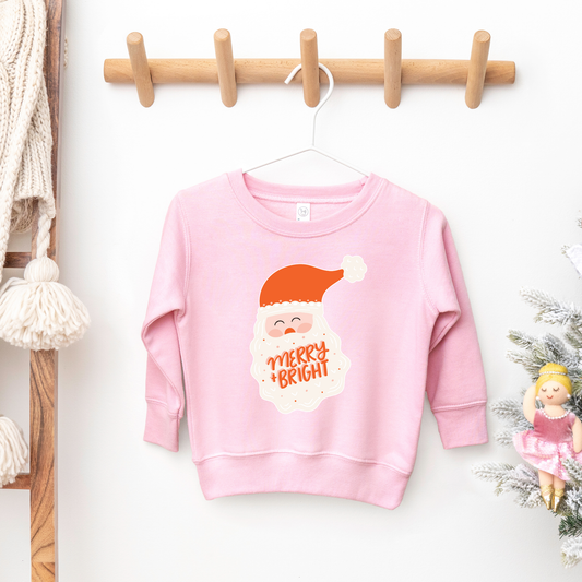 Merry and Bright Santa Sweatshirt/Pink