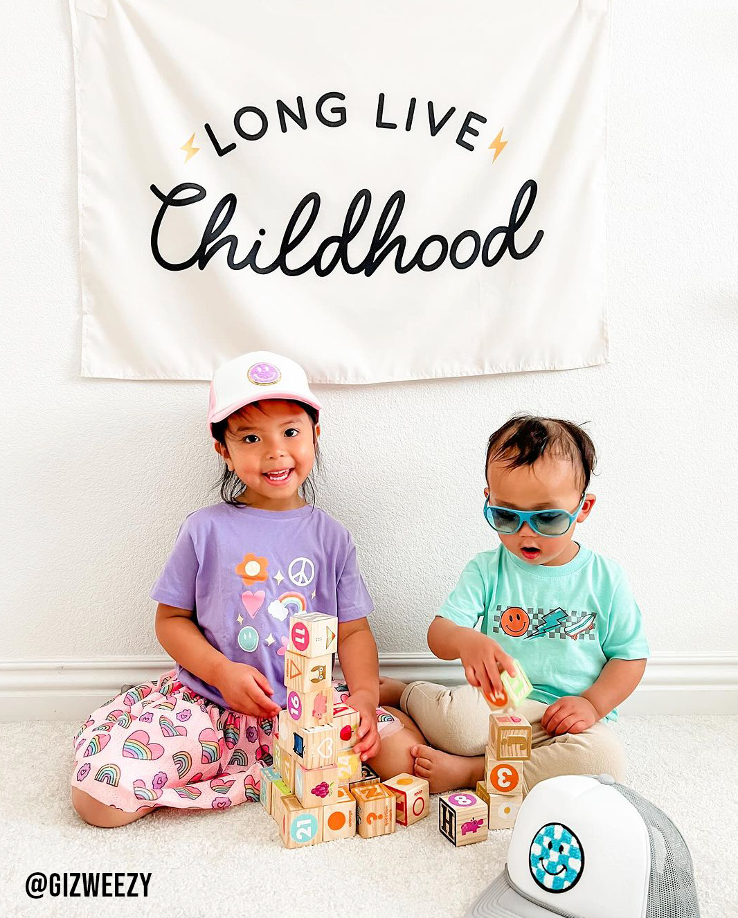 Long Live Childhood Banner (Neutral) | Kids Fabric Wall Sign: Small 17x13"