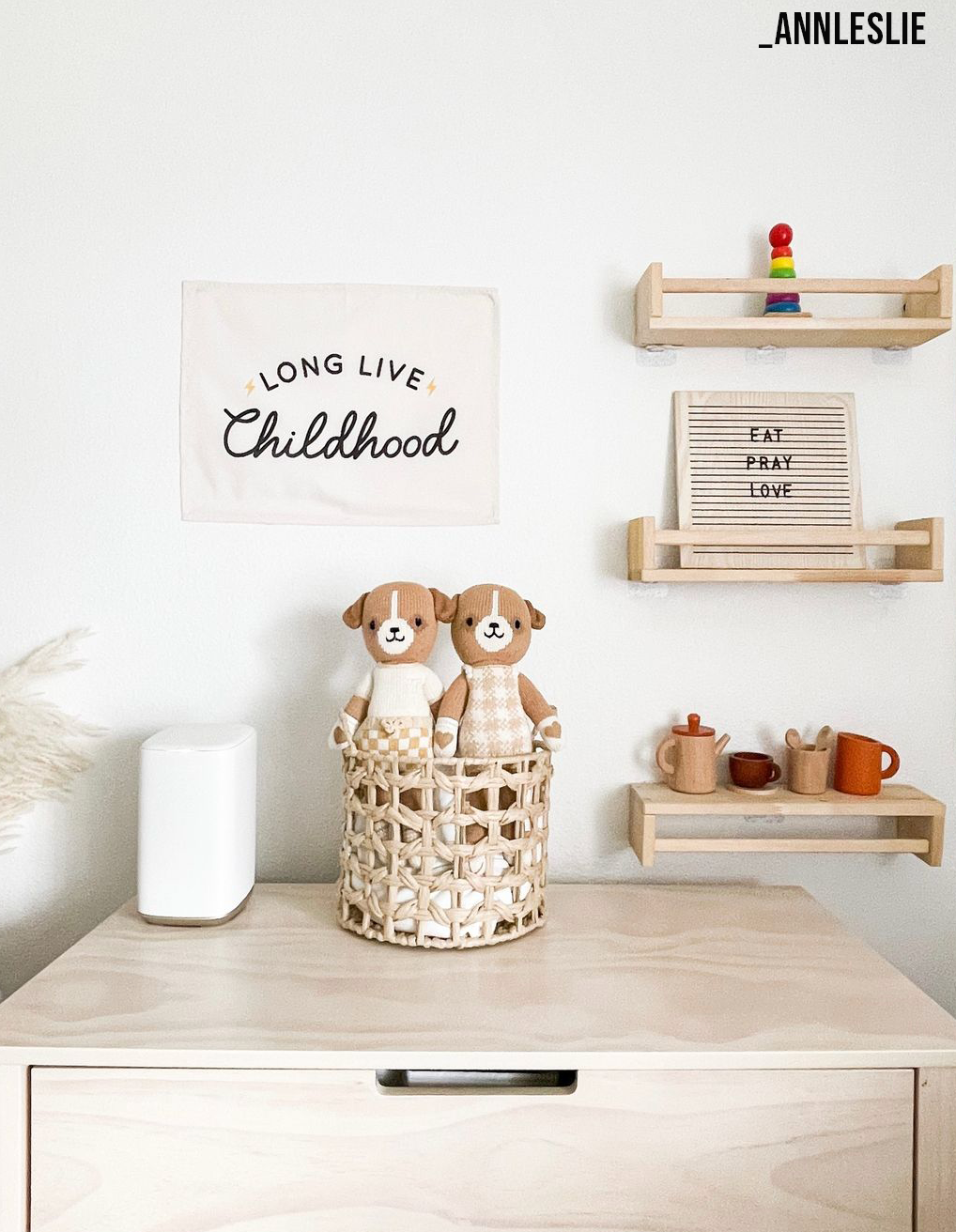 Long Live Childhood Banner (Neutral) | Kids Fabric Wall Sign: Small 17x13"