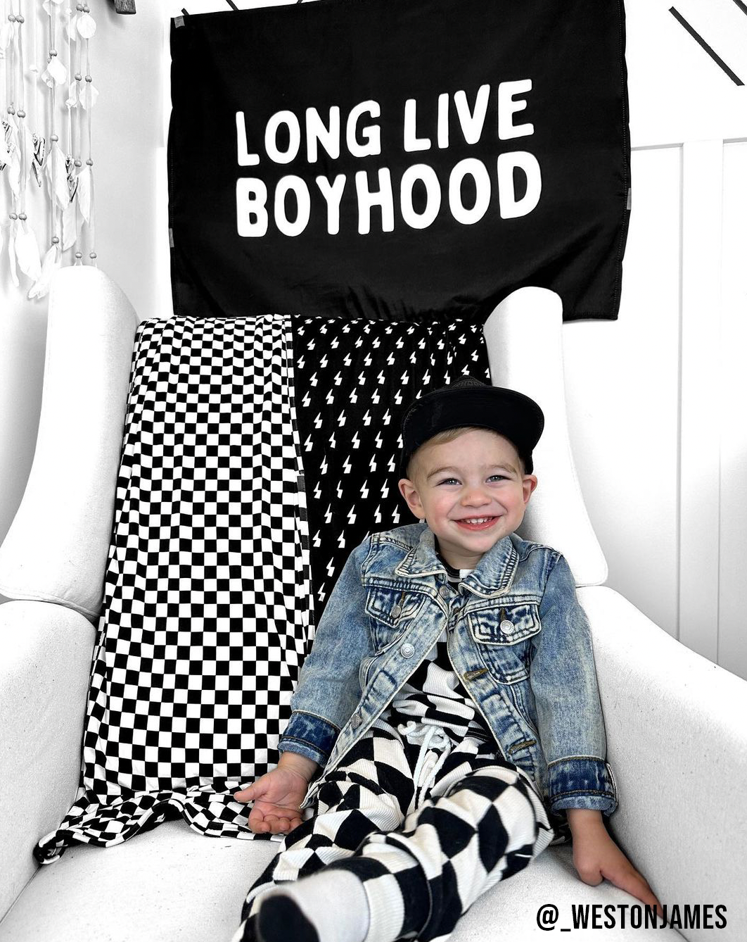 Long Live Boyhood Banner | Boys Room Fabric Wall Sign: Original 36x26"