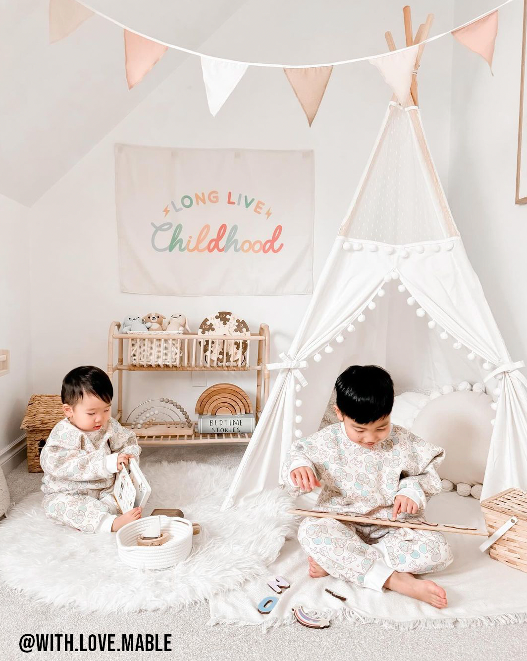 Long Live Childhood Banner (Pastel) | Kids Fabric Wall Sign: Original 36x26"