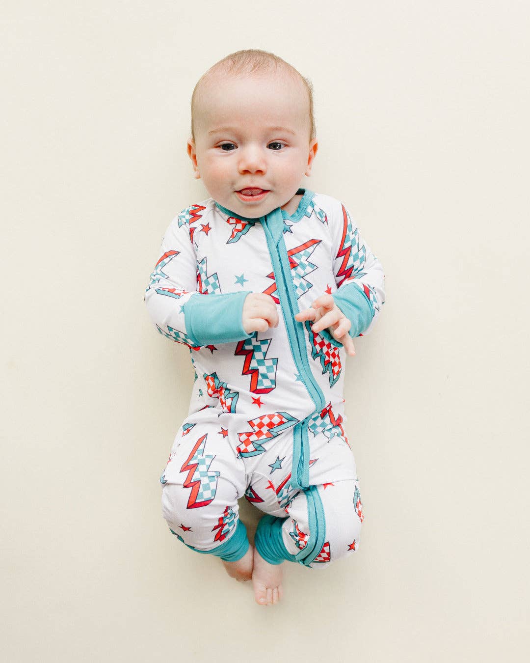 Bamboo Baby Clothes Zip Romper | Checkered Bolts